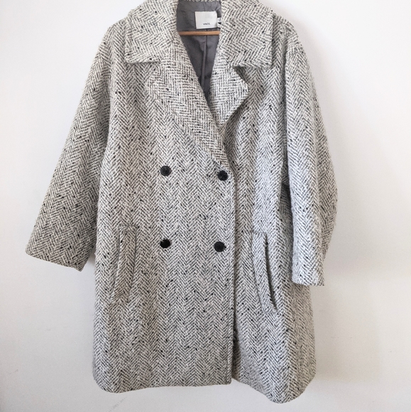 Vince Wool-alpaca Blend Herringbone Print Coat - Picture 2 of 6